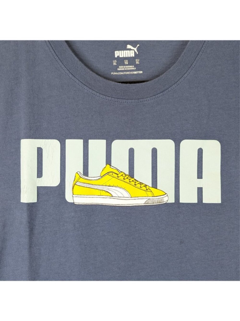 Puma Men’s XL Blue Graphic T-Shirt Short Sleeve Suede Shoe Logo Tee Casual Suede - Picture 2 of 6